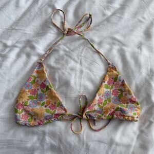 Khassani Bikini Top Multicolor Floral Print Swimwear Women’s Size L